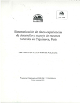 portada Sistematización de cinco experiencias de desarrollo y manejo de recursos naturales en Cajamarca Perú