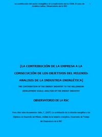 portada La contribución de la empresa a la consecución de los Objetivos del Milenio: análisis de la industria energética
