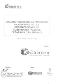 portada Diagnóstico sobre las prácticas evaluativas de las Organizaciones No Gubernamentales de Desarrollo en Euskadi