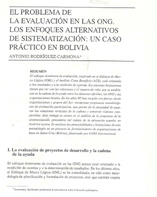 portada El problema de la evaluación en las ONG. Los enfoques alternativos de sistematización: un caso práctico en Bolivia.